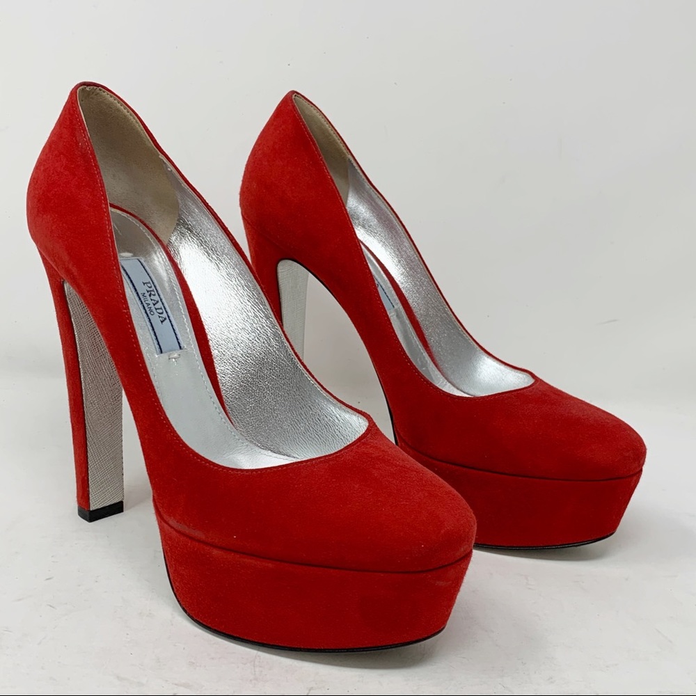 Prada red suede pumps size 37